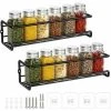 Soleil Kitchen Spice Storage, Metal Spice Rack Without Drilling, Kitchen Wall Mounted Spice Rack, Spice Holder For Spice Jars Accessory Pantry Kitchen Cupboard, 29x6x6cm (Black, 2 Pieces)