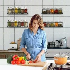 Soleil Kitchen Spice Storage, Metal Spice Rack Without Drilling, Kitchen Wall Mounted Spice Rack, Spice Holder For Spice Jars Accessory Pantry Kitchen Cupboard, 29x6x6cm (Black, 2 Pieces) 7 Soleil Kitchen Spice Storage, Metal Spice Rack Without Drilling, Kitchen Wall Mounted Spice Rack, Spice Holder For Spice Jars Accessory Pantry Kitchen Cupboard, 29x6x6cm (Black, 2 Pieces) -Vonshef shop 100156752 3