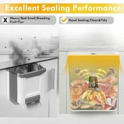 Soleil Hanging Kitchen Trash Can With Lid, Kitchen Cabinet Door Cupboard Trash Cans, Under Sink Trash Cans, Trash Can For Bedroom Bathroom Office RV 9L (White) 8 Soleil Hanging Kitchen Trash Can With Lid, Kitchen Cabinet Door Cupboard Trash Cans, Under Sink Trash Cans, Trash Can For Bedroom Bathroom Office RV 9L (White) -Vonshef shop 100156885 4