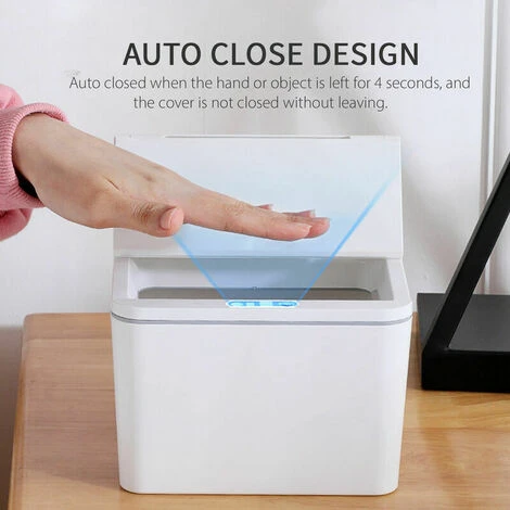 Soleil Touchless Trash Cans 4L Automatic Induction Smart Trash Can Garbage Can Infrared Motion Sensor With Lid For Car Kitchen Bathroom Bedroom Office, Gray 2 Soleil Touchless Trash Cans 4L Automatic Induction Smart Trash Can Garbage Can Infrared Motion Sensor With Lid For Car Kitchen Bathroom Bedroom Office, Gray - Image 2