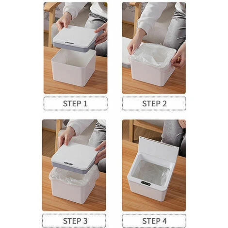 Soleil Touchless Trash Cans 4L Automatic Induction Smart Trash Can Garbage Can Infrared Motion Sensor With Lid For Car Kitchen Bathroom Bedroom Office, Gray 4 Soleil Touchless Trash Cans 4L Automatic Induction Smart Trash Can Garbage Can Infrared Motion Sensor With Lid For Car Kitchen Bathroom Bedroom Office, Gray - Image 4