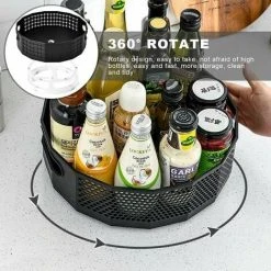 Soleil Turntable, Plastic Curving Spice Storage For Spices Condiments Kitchen Storage, Kitchen Cupboard Turntable, Spice Turntable 22.56.5cm (Black) -Vonshef shop 100158432 4