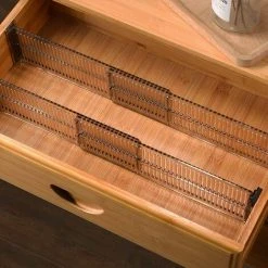 Soleil Drawer Organizer (Set Of 4) - Plastic Adjustable Drawer Divider - Cutlery Organizer For Kitchen, Bathroom Or Bedroom Drawer - Transparent Black