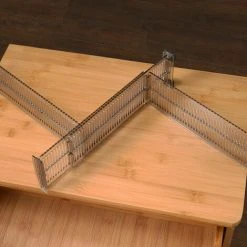 Alternative view of Soleil Drawer Organizer (Set Of 4) - Plastic Adjustable Drawer Divider - Cutlery Organizer For Kitchen, Bathroom Or Bedroom Drawer - Transparent Black