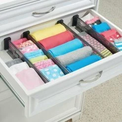 Soleil Drawer Organizer (Set Of 4) - Plastic Adjustable Drawer Divider - Cutlery Organizer For Kitchen, Bathroom Or Bedroom Drawer - Transparent Black -Vonshef shop 100159470 4