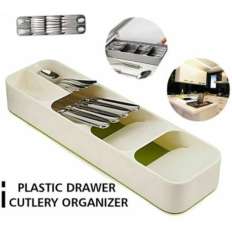 Soleil Plastic Cutlery Tray For Drawer, White 4 Soleil Plastic Cutlery Tray For Drawer, White - Image 4