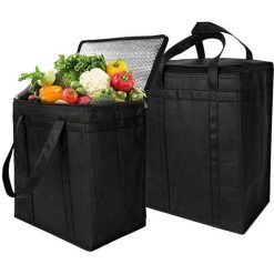 ECHOO Lot De 2, Sac Shopping Pliable, Lunch Bag, 30L, 41 X 23 X 33 Cm, Noir