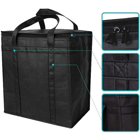 ECHOO Lot De 2, Sac Shopping Pliable, Lunch Bag, 30L, 41 X 23 X 33 Cm, Noir 2 ECHOO Lot De 2, Sac Shopping Pliable, Lunch Bag, 30L, 41 X 23 X 33 Cm, Noir - Image 2