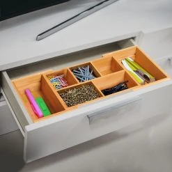 HOMCOM Expandable Organiser Drawer Inserts Bamboo Storage Holder Office -Vonshef shop 10282009 3