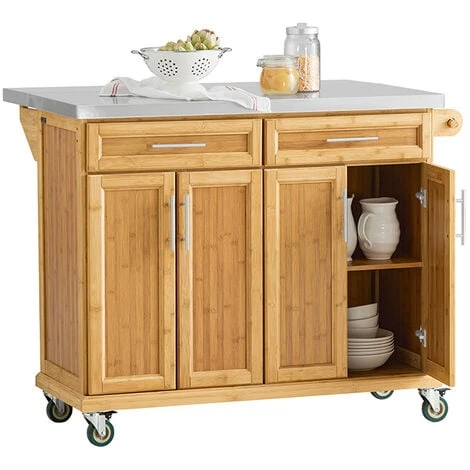 SoBuy Extendable Worktop Kitchen Trolley Island Storage Cupboard FKW69-N 1 SoBuy Extendable Worktop Kitchen Trolley Island Storage Cupboard FKW69-N