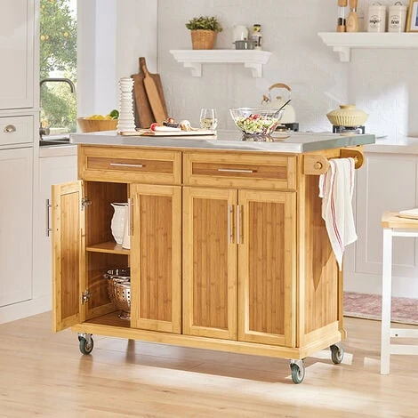 SoBuy Extendable Worktop Kitchen Trolley Island Storage Cupboard FKW69-N 2 SoBuy Extendable Worktop Kitchen Trolley Island Storage Cupboard FKW69-N - Image 2