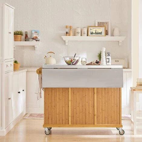SoBuy Extendable Worktop Kitchen Trolley Island Storage Cupboard FKW69-N 3 SoBuy Extendable Worktop Kitchen Trolley Island Storage Cupboard FKW69-N - Image 3