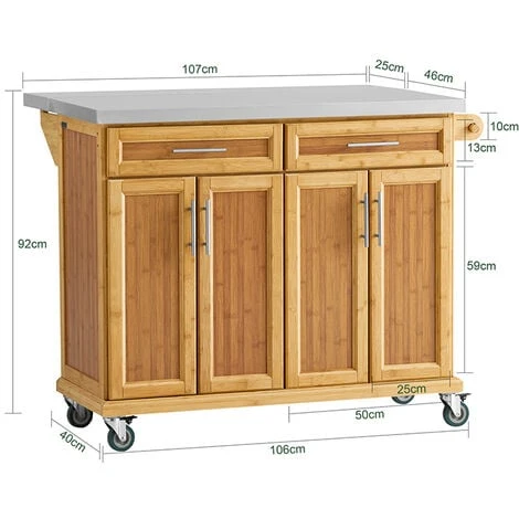 SoBuy Extendable Worktop Kitchen Trolley Island Storage Cupboard FKW69-N 4 SoBuy Extendable Worktop Kitchen Trolley Island Storage Cupboard FKW69-N - Image 4