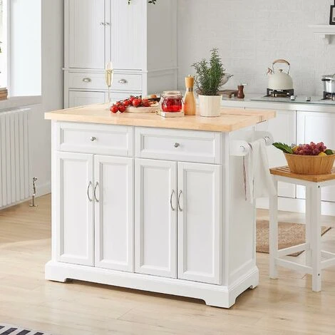 SoBuy Extendable Kitchen Trolley Island Storage Cupboard White FKW71-WN+ Free Wall Coat Rack FRG54-W 2 SoBuy Extendable Kitchen Trolley Island Storage Cupboard White FKW71-WN+ Free Wall Coat Rack FRG54-W - Image 2