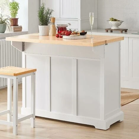 SoBuy Extendable Kitchen Trolley Island Storage Cupboard White FKW71-WN+ Free Wall Coat Rack FRG54-W 3 SoBuy Extendable Kitchen Trolley Island Storage Cupboard White FKW71-WN+ Free Wall Coat Rack FRG54-W - Image 3