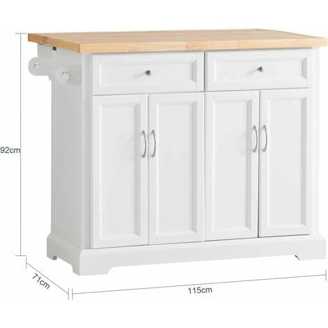 SoBuy Extendable Kitchen Trolley Island Storage Cupboard White FKW71-WN+ Free Wall Coat Rack FRG54-W 4 SoBuy Extendable Kitchen Trolley Island Storage Cupboard White FKW71-WN+ Free Wall Coat Rack FRG54-W - Image 4