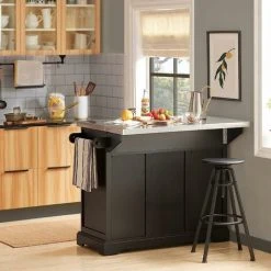 SoBuy Extendable Kitchen Trolley Island Storage Cupboard Black FKW71-SCH+ Free Wall Coat Rack FRG54-W -Vonshef shop 11278582 4