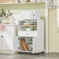 SoBuy Kitchen Wheeled Microwave Shelf,Storage Cupboard Cabinet Unit, FSB09-W -Vonshef shop 11278584 3