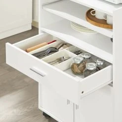 SoBuy Kitchen Wheeled Microwave Shelf,Storage Cupboard Cabinet Unit, FSB09-W -Vonshef shop 11278584 5