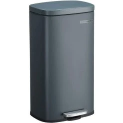Songmics Kitchen Rubbish Bin, Pedal Trash Can 30L, With Plastic Inner Bucket, Hinged Lid, Soft Closure, Odour Proof And Hygienic, Smoky Grey LTB03GS
