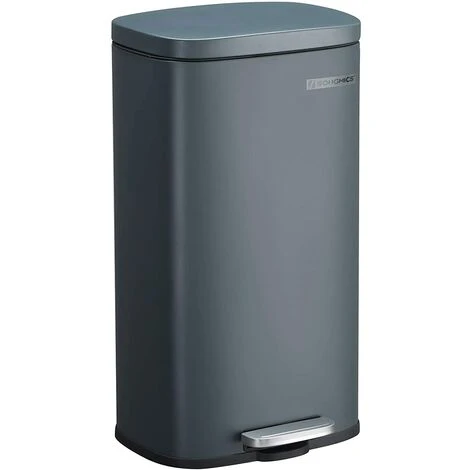 Songmics Kitchen Rubbish Bin, Pedal Trash Can 30L, With Plastic Inner Bucket, Hinged Lid, Soft Closure, Odour Proof And Hygienic, Smoky Grey LTB03GS 1 Songmics Kitchen Rubbish Bin, Pedal Trash Can 30L, With Plastic Inner Bucket, Hinged Lid, Soft Closure, Odour Proof And Hygienic, Smoky Grey LTB03GS