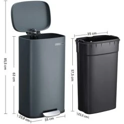 Songmics Kitchen Rubbish Bin, Pedal Trash Can 30L, With Plastic Inner Bucket, Hinged Lid, Soft Closure, Odour Proof And Hygienic, Smoky Grey LTB03GS 9 Songmics Kitchen Rubbish Bin, Pedal Trash Can 30L, With Plastic Inner Bucket, Hinged Lid, Soft Closure, Odour Proof And Hygienic, Smoky Grey LTB03GS -Vonshef shop 11645740 5
