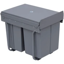 HOMCOM Recycle Waste Bin 40L Sorter Kitchen Recycle Waste Bin Pull ABS Silver