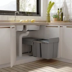 HOMCOM Recycle Waste Bin 40L Sorter Kitchen Recycle Waste Bin Pull ABS Silver -Vonshef shop 1179750 3