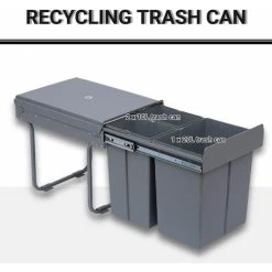 HOMCOM Recycle Waste Bin 40L Sorter Kitchen Recycle Waste Bin Pull ABS Silver -Vonshef shop 1179750 4
