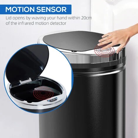 HOMCOM Automatic Hand Sensor Dustbin Kitchen Waste Bin Rubbish Can 42L 5 HOMCOM Automatic Hand Sensor Dustbin Kitchen Waste Bin Rubbish Can 42L - Image 5