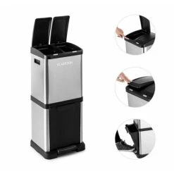 Klarstein Ökosystem² Waste Bin Waste Separater 30 L (1 X 15 L,2x7,5 L) PE Stainless Steel 9 Klarstein Ökosystem² Waste Bin Waste Separater 30 L (1 X 15 L,2x7,5 L) PE Stainless Steel -Vonshef shop 15587947 5