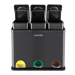 Klarstein Ökosystem Waste Bin Pedal Bin Waste Separator 45L (3x15 L) Black -Vonshef shop 15587949 2