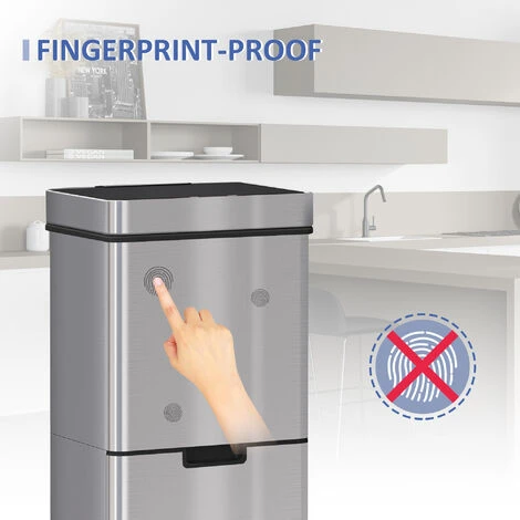 HOMCOM Motion Sensor Rubbish Bin, 3 Compartments Removable Lid Stainless Steel 5 HOMCOM Motion Sensor Rubbish Bin, 3 Compartments Removable Lid Stainless Steel - Image 5