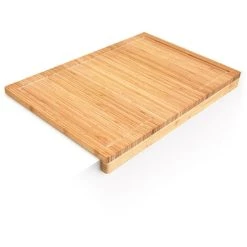 Relaxdays Bamboo Chopping Board, 5 X 56 X 38 Cm, Kitchen Cutting Board With Juice Rim And Edge, Natural Brown