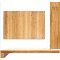 Relaxdays Bamboo Chopping Board, 5 X 56 X 38 Cm, Kitchen Cutting Board With Juice Rim And Edge, Natural Brown -Vonshef shop 16074405 3