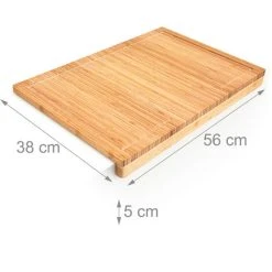 Relaxdays Bamboo Chopping Board, 5 X 56 X 38 Cm, Kitchen Cutting Board With Juice Rim And Edge, Natural Brown -Vonshef shop 16074405 4