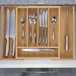 Relaxdays Adjustable Bamboo Tray, Extendible, With 5 To 7 Compartments, Size: 5 X 48.5 X 37 Cm, Drawer Insert, Natural Brown 9 Relaxdays Adjustable Bamboo Tray, Extendible, With 5 To 7 Compartments, Size: 5 X 48.5 X 37 Cm, Drawer Insert, Natural Brown -Vonshef shop 16074453 5
