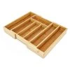 Relaxdays Expandable Kitchen Drawer Organiser, 5 X 43 X 34 Cm, With 5-7 Compartments, Bamboo Cutlery Tray, Brown
