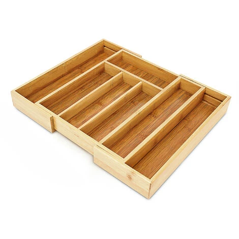 Relaxdays Expandable Kitchen Drawer Organiser, 5 X 43 X 34 Cm, With 5-7 Compartments, Bamboo Cutlery Tray, Brown 1 Relaxdays Expandable Kitchen Drawer Organiser, 5 X 43 X 34 Cm, With 5-7 Compartments, Bamboo Cutlery Tray, Brown