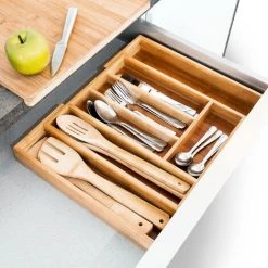 Relaxdays Expandable Kitchen Drawer Organiser, 5 X 43 X 34 Cm, With 5-7 Compartments, Bamboo Cutlery Tray, Brown 6 Relaxdays Expandable Kitchen Drawer Organiser, 5 X 43 X 34 Cm, With 5-7 Compartments, Bamboo Cutlery Tray, Brown -Vonshef shop 16075472 2