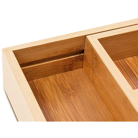 Relaxdays Expandable Kitchen Drawer Organiser, 5 X 43 X 34 Cm, With 5-7 Compartments, Bamboo Cutlery Tray, Brown 5 Relaxdays Expandable Kitchen Drawer Organiser, 5 X 43 X 34 Cm, With 5-7 Compartments, Bamboo Cutlery Tray, Brown - Image 5