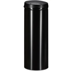 Relaxdays 50 L Waste Bin, With Sensor, Automatic Lid, Steel, 80 Cm Tall, 30 Cm Diameter, Silver