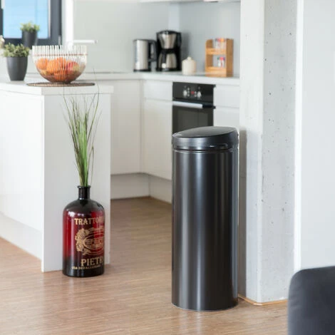 Relaxdays 50 L Waste Bin, With Sensor, Automatic Lid, Steel, 80 Cm Tall, 30 Cm Diameter, Silver 2 Relaxdays 50 L Waste Bin, With Sensor, Automatic Lid, Steel, 80 Cm Tall, 30 Cm Diameter, Silver - Image 2