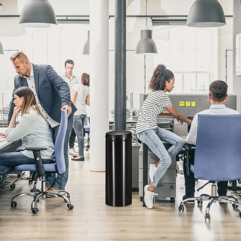 Relaxdays 50 L Waste Bin, With Sensor, Automatic Lid, Steel, 80 Cm Tall, 30 Cm Diameter, Silver 3 Relaxdays 50 L Waste Bin, With Sensor, Automatic Lid, Steel, 80 Cm Tall, 30 Cm Diameter, Silver - Image 3