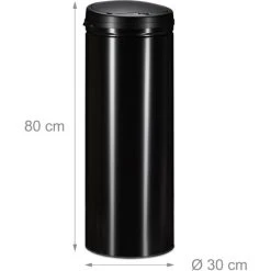 Relaxdays 50 L Waste Bin, With Sensor, Automatic Lid, Steel, 80 Cm Tall, 30 Cm Diameter, Silver 8 Relaxdays 50 L Waste Bin, With Sensor, Automatic Lid, Steel, 80 Cm Tall, 30 Cm Diameter, Silver -Vonshef shop 16118038 4