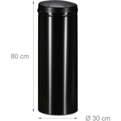 Relaxdays 50 L Waste Bin, With Sensor, Automatic Lid, Steel, 80 Cm Tall, 30 Cm Diameter, Silver 4 Relaxdays 50 L Waste Bin, With Sensor, Automatic Lid, Steel, 80 Cm Tall, 30 Cm Diameter, Silver - Image 4