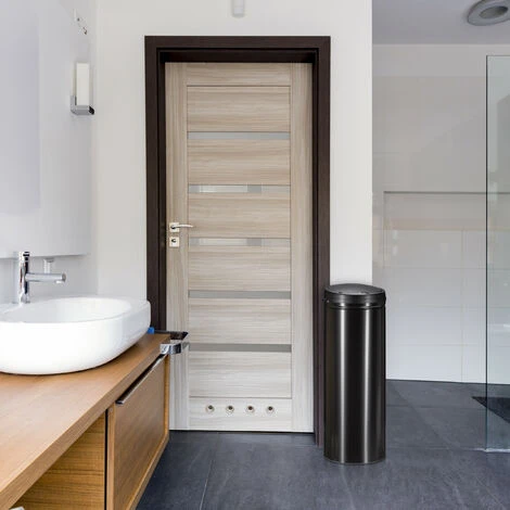 Relaxdays 50 L Waste Bin, With Sensor, Automatic Lid, Steel, 80 Cm Tall, 30 Cm Diameter, Silver 5 Relaxdays 50 L Waste Bin, With Sensor, Automatic Lid, Steel, 80 Cm Tall, 30 Cm Diameter, Silver - Image 5