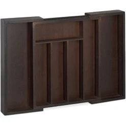 Relaxdays Cutlery Drawer Tray, Extendable, Variable Width, 5 - 7 Compartments, Bamboo Organiser, HWD: 5x48x33.5cm, Dark Brown -Vonshef shop 16119162 4