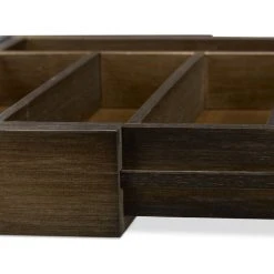 Relaxdays Cutlery Drawer Tray, Extendable, Variable Width, 5 - 7 Compartments, Bamboo Organiser, HWD: 5x48x33.5cm, Dark Brown -Vonshef shop 16119162 5