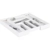Relaxdays Extendable Cutlery Tray, Var. Width, 5-7 Compartments, Bamboo Organiser, HWD: 5x48x46cm, White